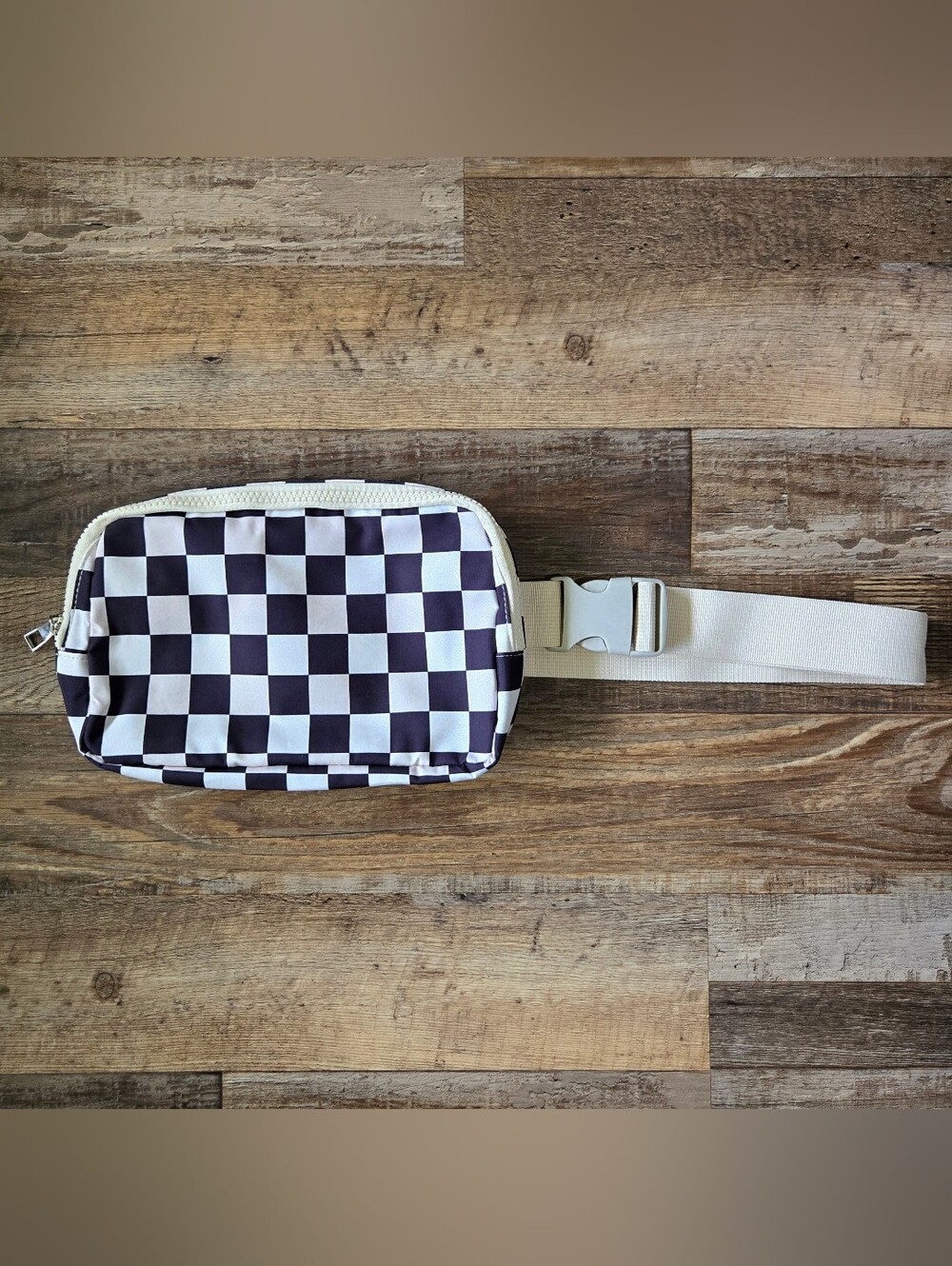 Black & White Checkered Belt Bag